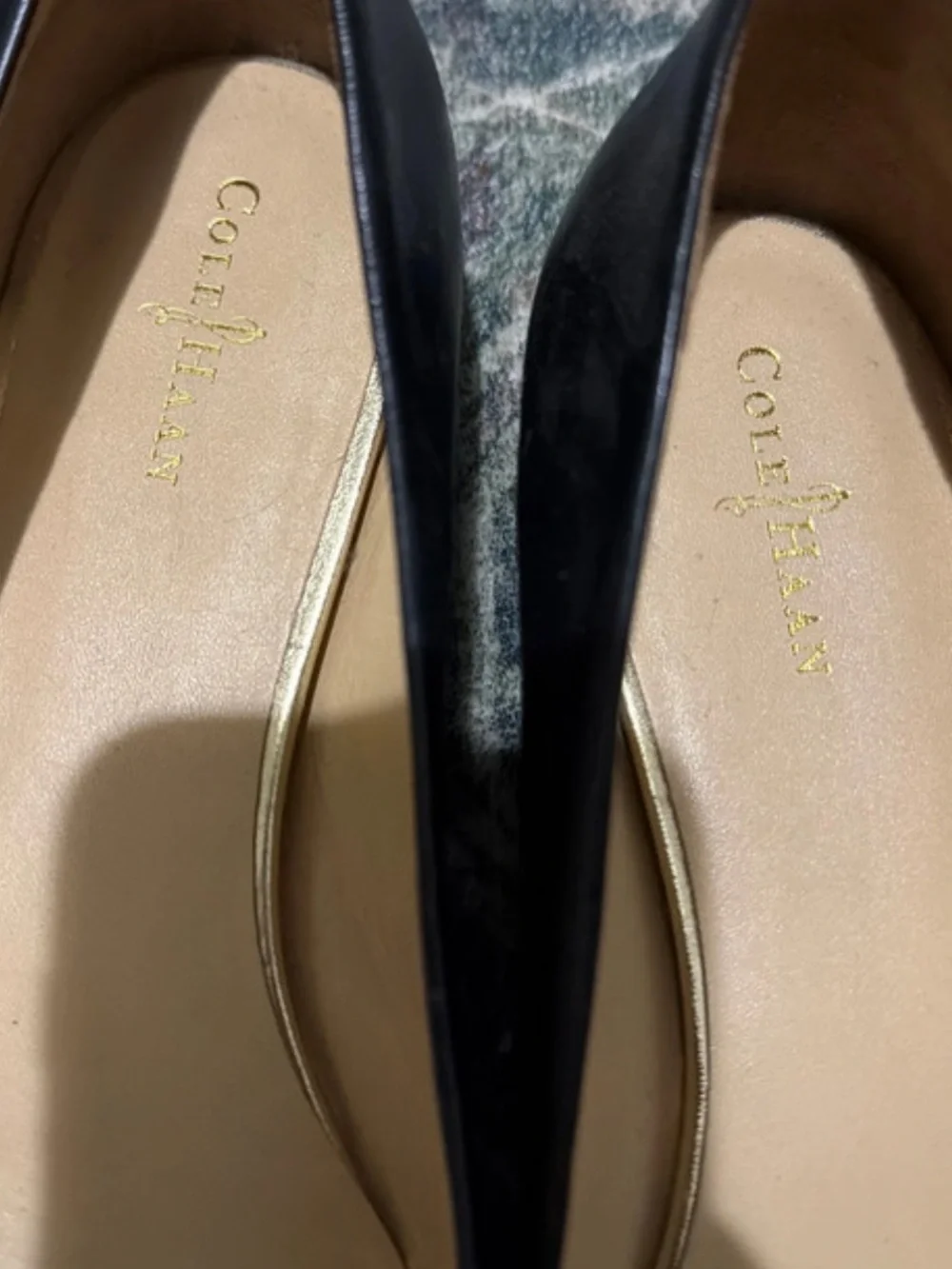 Cole Haan Black Leather Round-Toe Ballet Flats